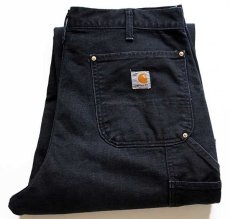 画像1: USA製 carharttカーハート ダブルニー ダック地 ペインターパンツ 黒 w36 L34 (1)