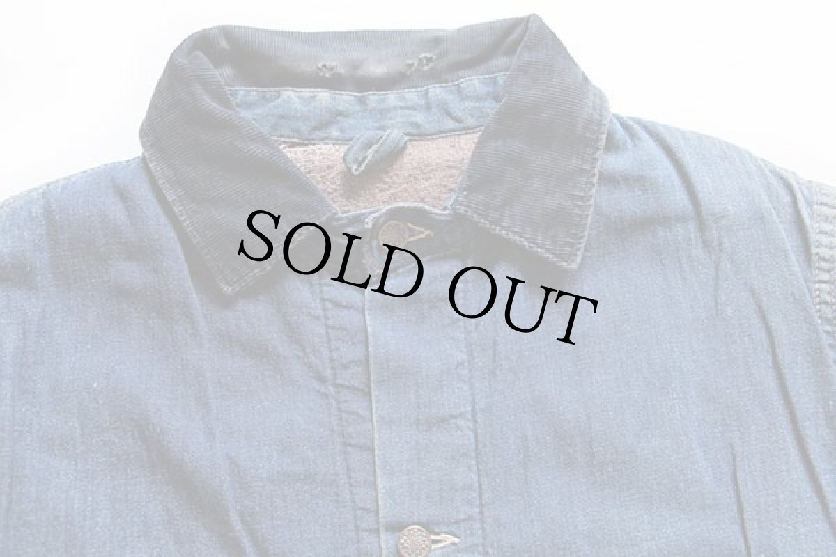 画像3: 60s UNKNOWN ブランケットライナー インディゴ デニム カバーオール ボロ (3)