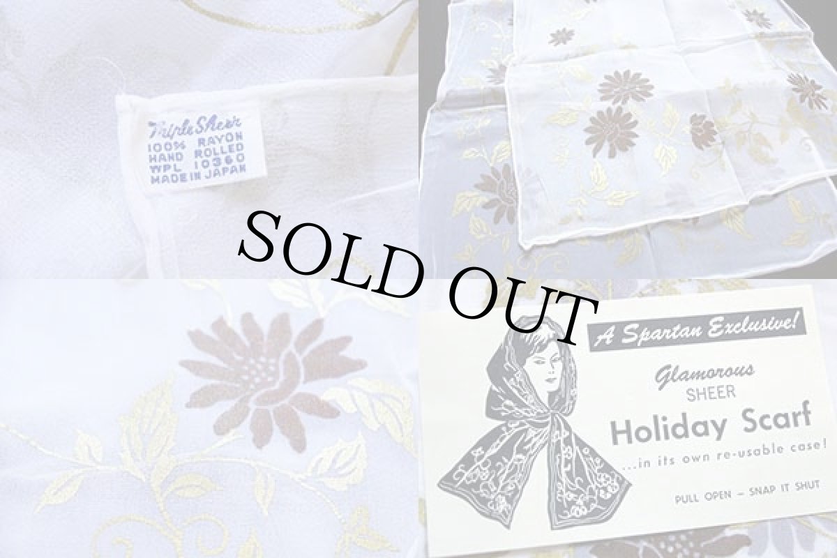 画像4: デッドストック★60s 日本製 Triple Sheer フラワー柄 シフォン レーヨン スカーフ★05 (4)