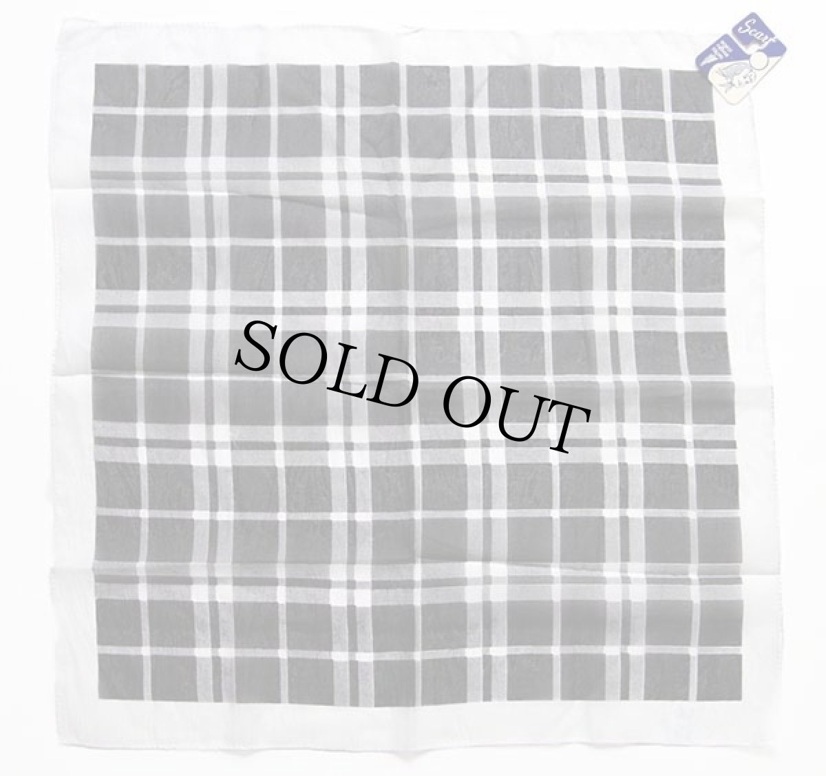 画像2: デッドストック★60s 日本製 UNKNOWN チェック シフォン ナイロン スカーフ★49 (2)