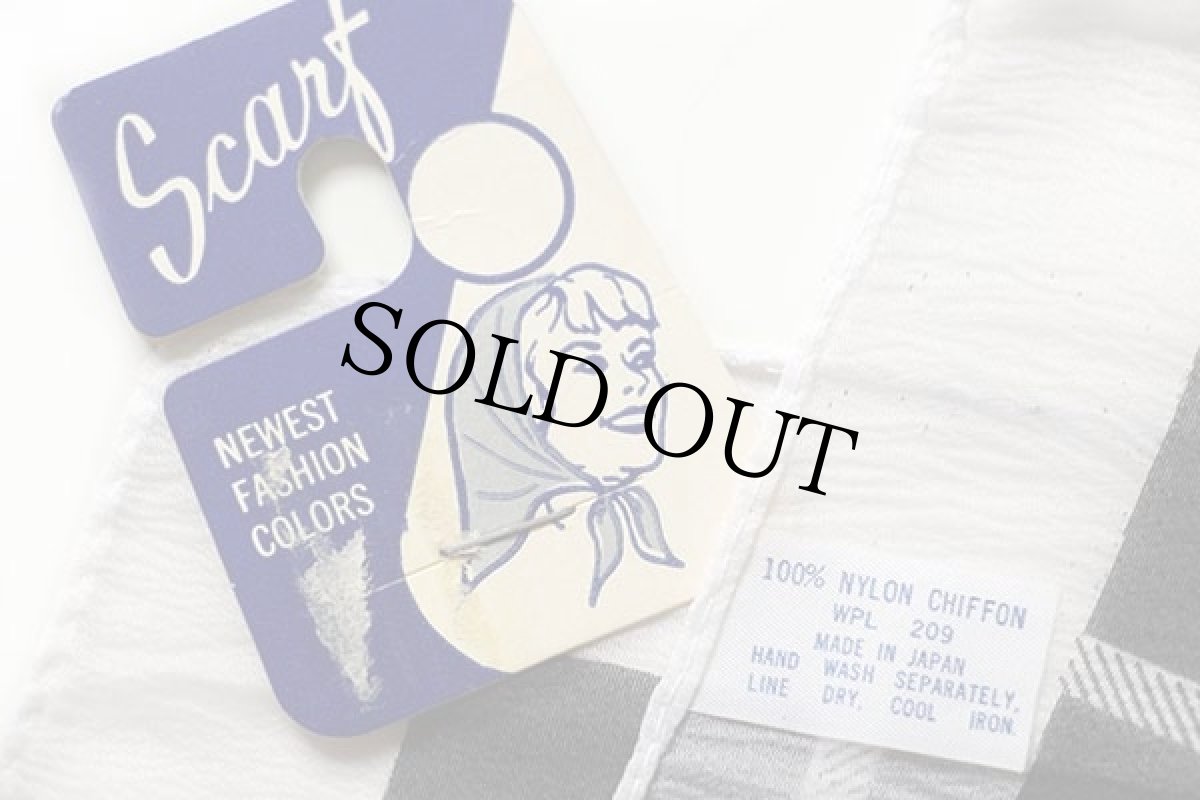 画像3: デッドストック★60s 日本製 UNKNOWN チェック シフォン ナイロン スカーフ★49 (3)