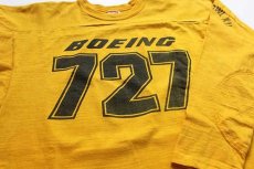 画像3: 70s USA製 MASON BOEING 727 SUPER BOWL 染み込みプリント コットン フットボールTシャツ 黄 L (3)