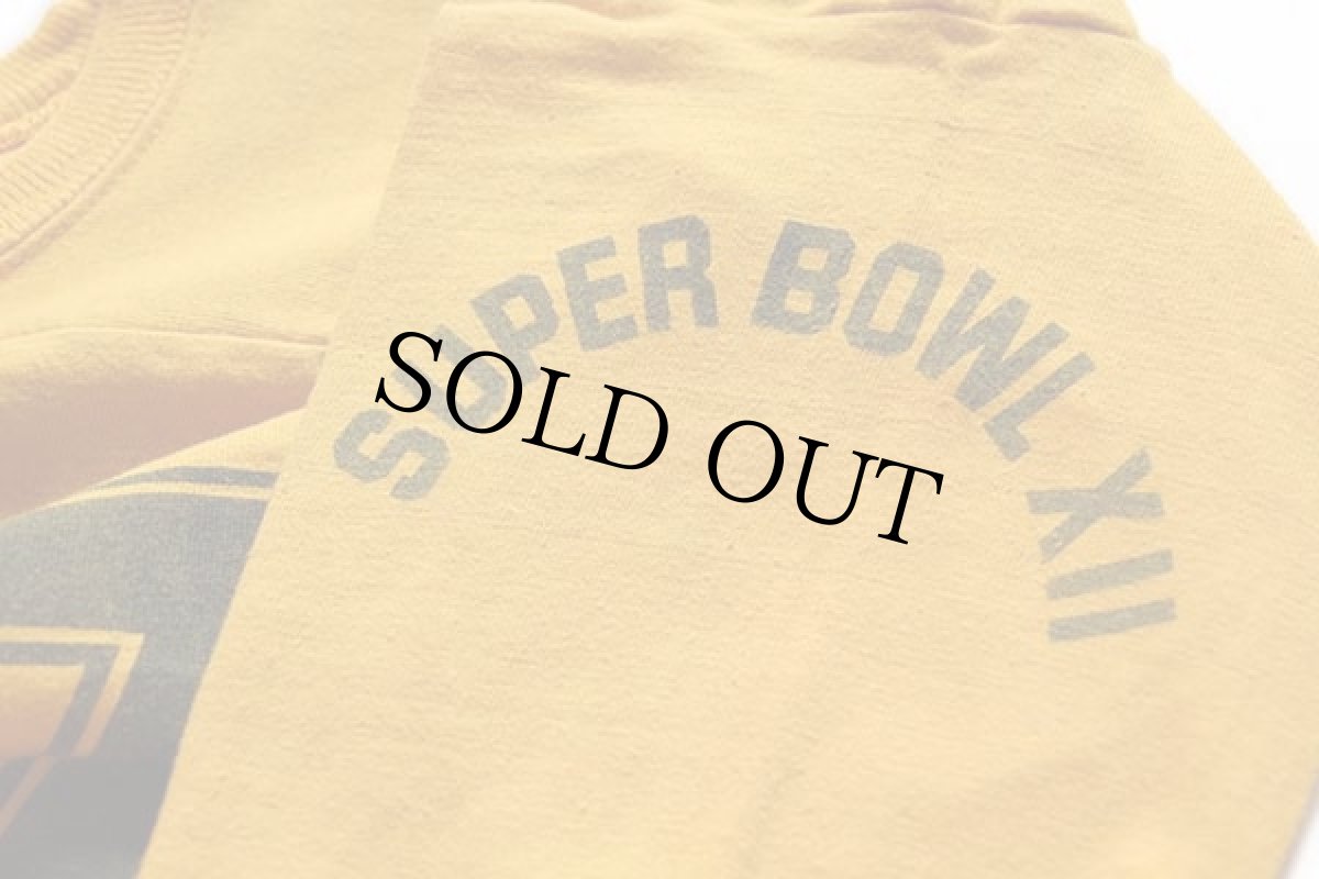 画像7: 70s USA製 MASON BOEING 727 SUPER BOWL 染み込みプリント コットン フットボールTシャツ 黄 L (7)