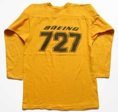 画像2: 70s USA製 MASON BOEING 727 SUPER BOWL 染み込みプリント コットン フットボールTシャツ 黄 L (2)