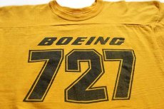 画像5: 70s USA製 MASON BOEING 727 SUPER BOWL 染み込みプリント コットン フットボールTシャツ 黄 L (5)