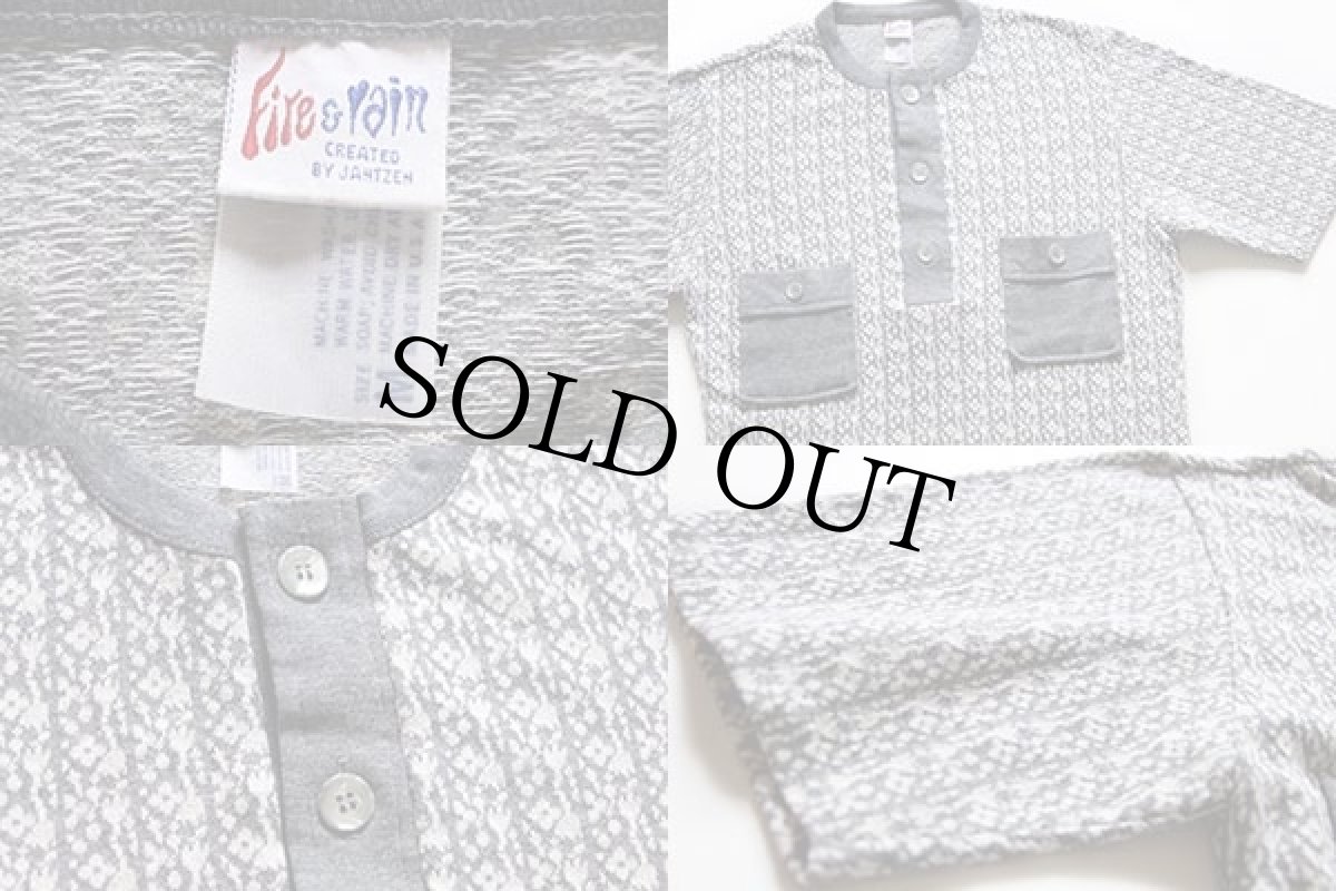 画像4: 70s USA製 Fire&rain BY JANTZEN 花柄 総柄 ヘンリーネック ジャガード Tシャツ M (4)