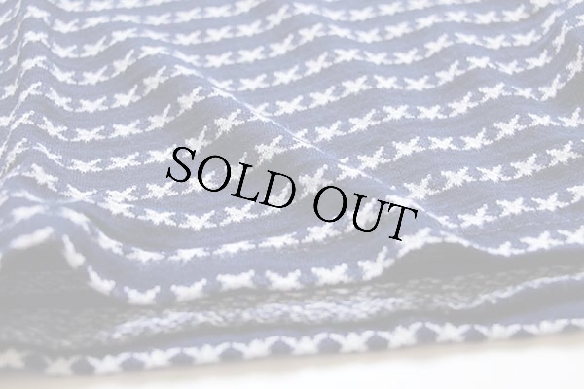 画像4: 70s スター 総柄 ジャガード Tシャツ 紺×白 (4)