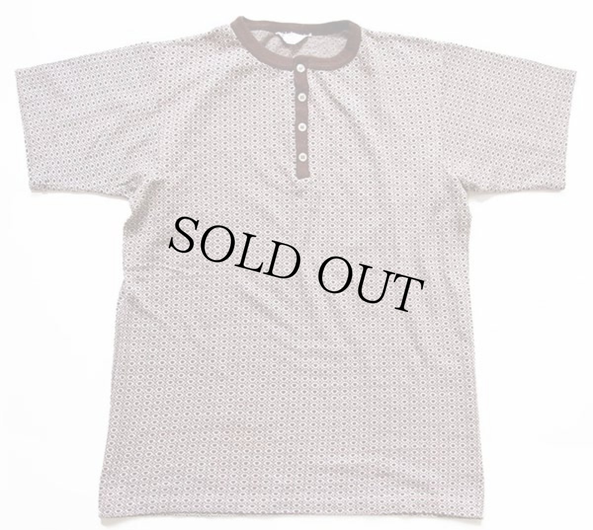 画像2: 70s Penneys TOWNCRAFT 総柄 ヘンリーネック ジャガード Tシャツ 茶 L (2)