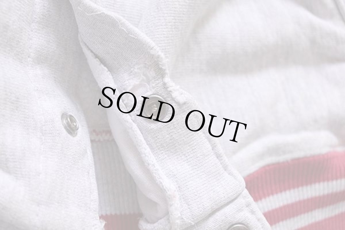 画像6: 90s USA製 Championチャンピオン ワンポイント リブライン リバースウィーブ スウェット スナップパーカー 杢グレー×ピンク M (6)