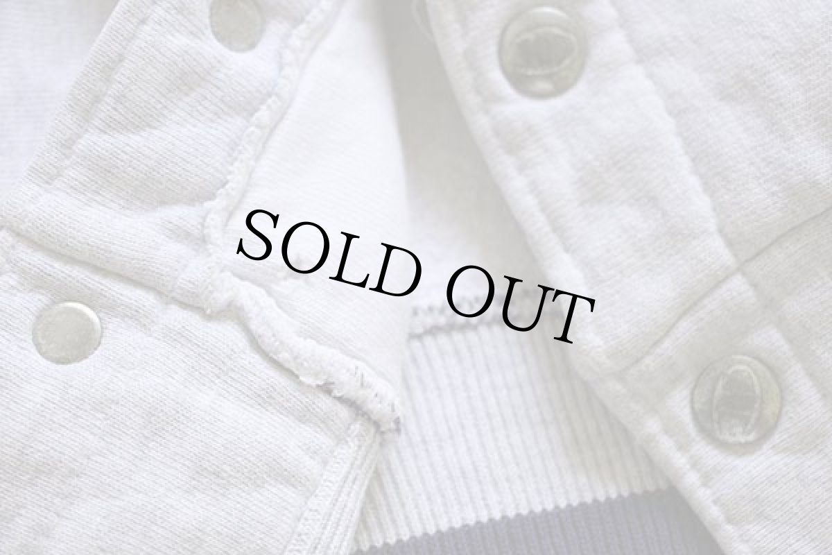 画像6: 90s USA製 Championチャンピオン ワンポイント リブライン リバースウィーブ スウェット スナップパーカー 杢グレー×紫 M (6)