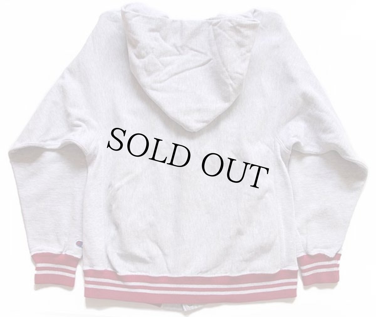 画像2: 90s USA製 Championチャンピオン ワンポイント リブライン リバースウィーブ スウェット スナップパーカー 杢グレー×ピンク M (2)