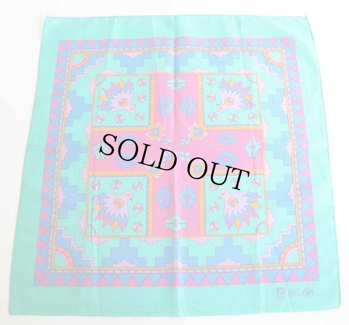 画像1: デッドストック★80s USA製 PARIS ネイティブ柄 コットン バンダナ (1)