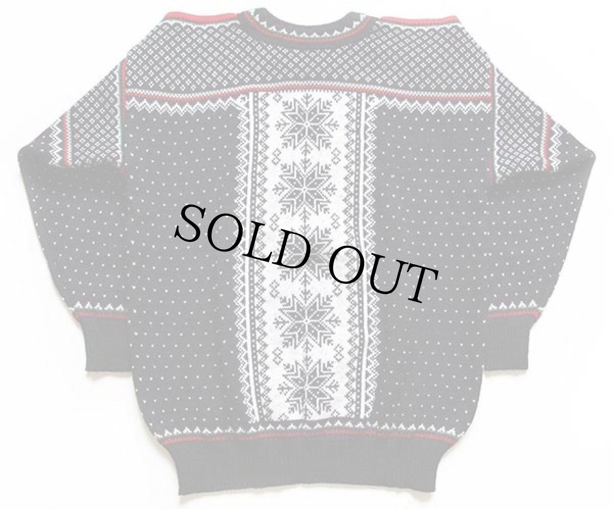 画像2: ノルウェー製 VOSS 雪柄 ノルディック柄 ウールニット セーター UNISEX M (2)