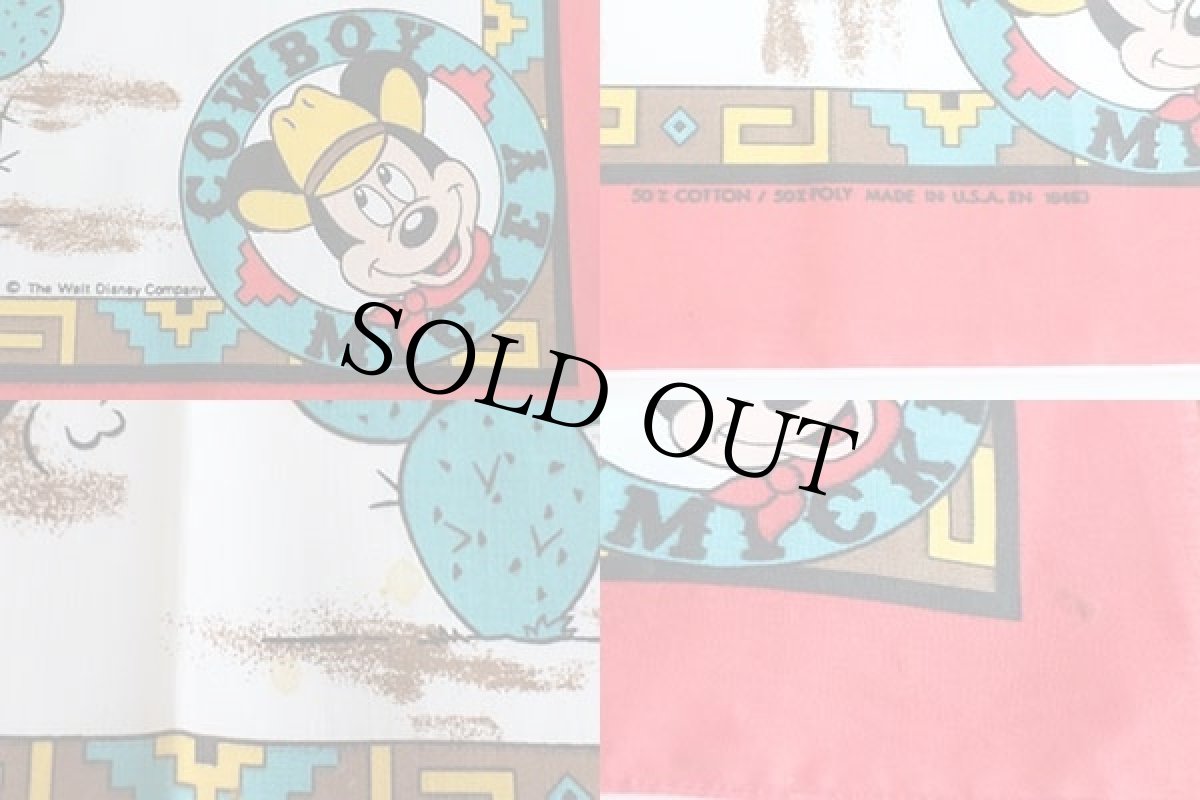 画像3: デッドストック★80s USA製 Disneyディズニー COWBOY MICKEY ミッキー マウス バンダナ (3)