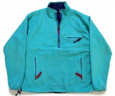 画像1: 90s USA製 patagoniaパタゴニア グリセード ハーフジップ プルオーバー フリースジャケット エメラルドグリーン×ネイビー L (1)