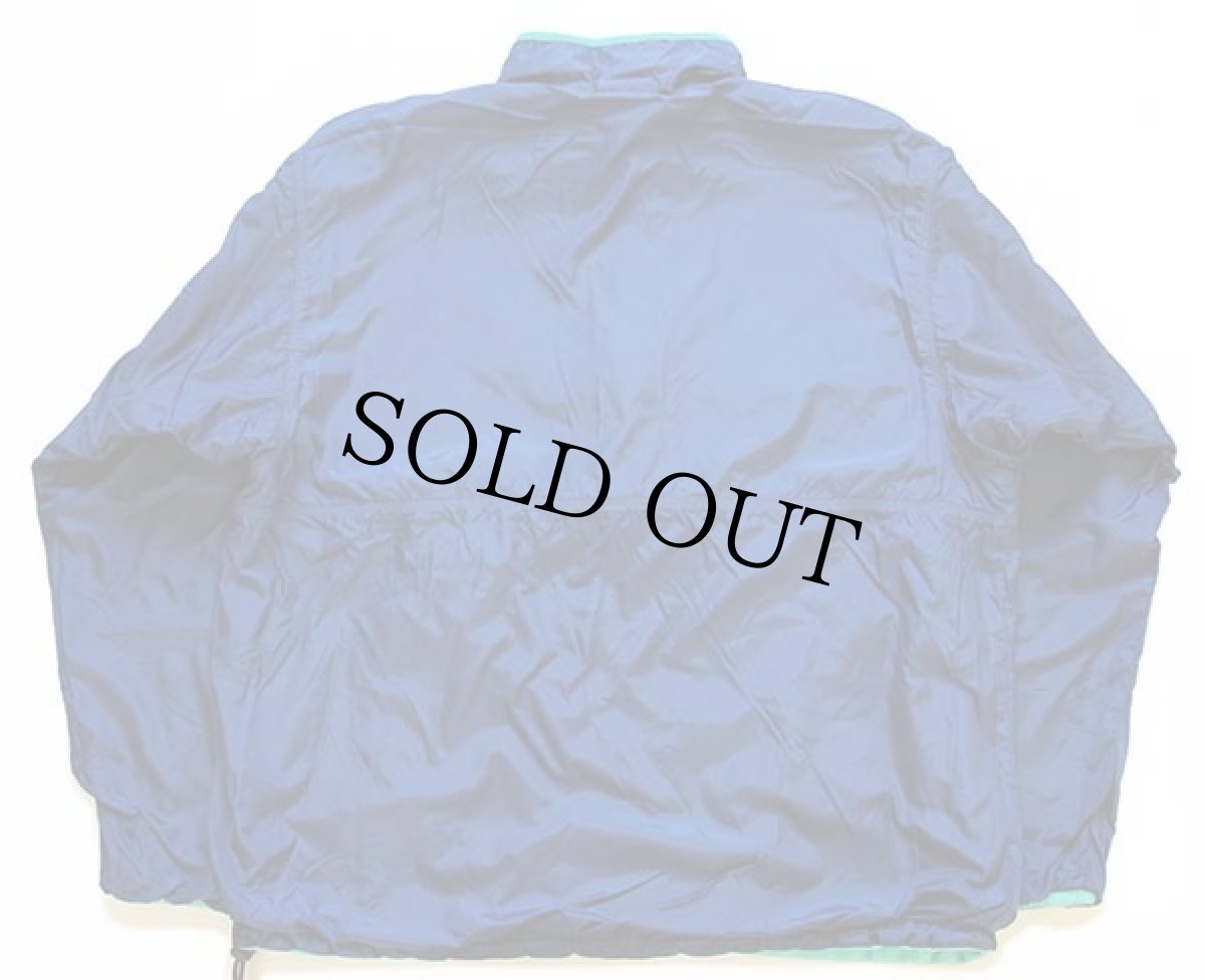 画像4: 90s USA製 patagoniaパタゴニア グリセード ハーフジップ プルオーバー ナイロン×フリースジャケット エメラルドグリーン×ネイビー L (4)