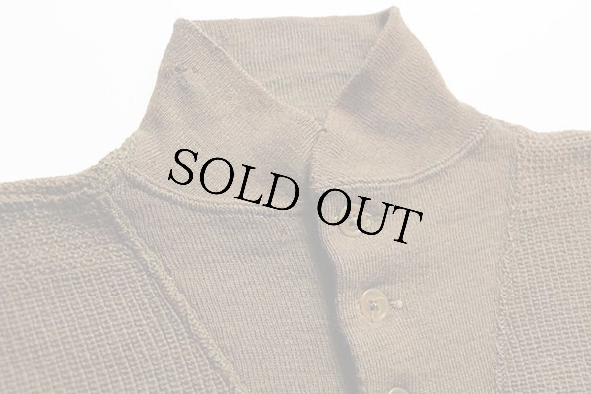 画像3: 40s 米軍 U.S.ARMY 5ボタン ハイネック ウールニット セーター ボロ オリーブドラブ (3)