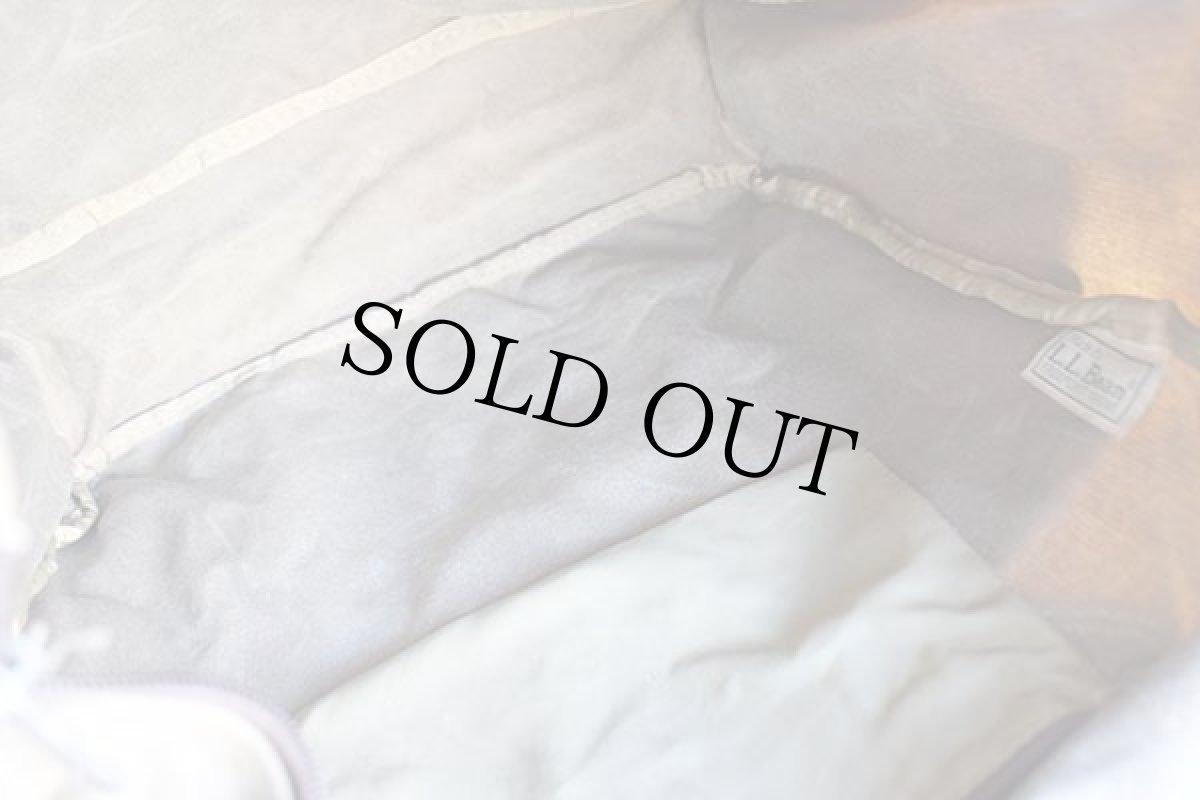 画像4: 80s L.L.Bean BLD刺繍 ワックスコットン レザーハンドル トートバッグ ジップトップ グレーブラウン (4)