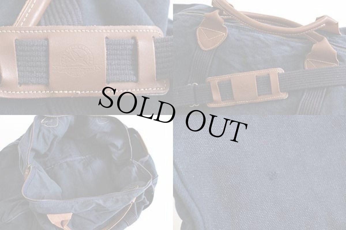 画像5: 90s EddieBauerエディーバウアー レザーハンドル 2WAY キャンバス ダッフルバッグ 紺 (5)