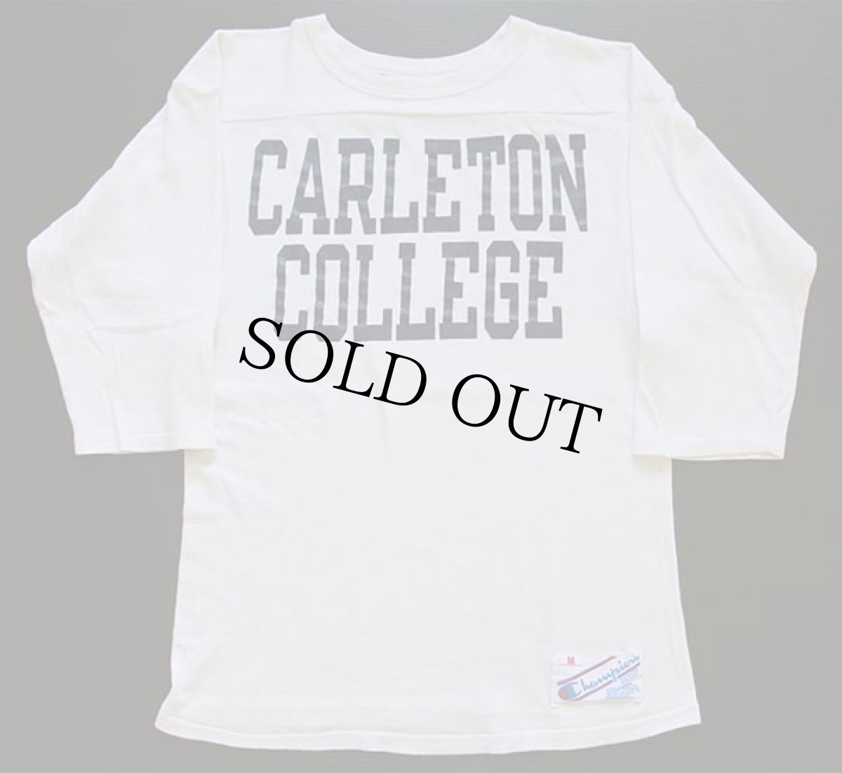 画像1: 80s USA製 Championチャンピオン CARLETON COLLEGE コットン フットボールTシャツ 生成り M (1)