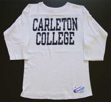 画像1: 80s USA製 Championチャンピオン CARLETON COLLEGE コットン フットボールTシャツ 生成り M (1)