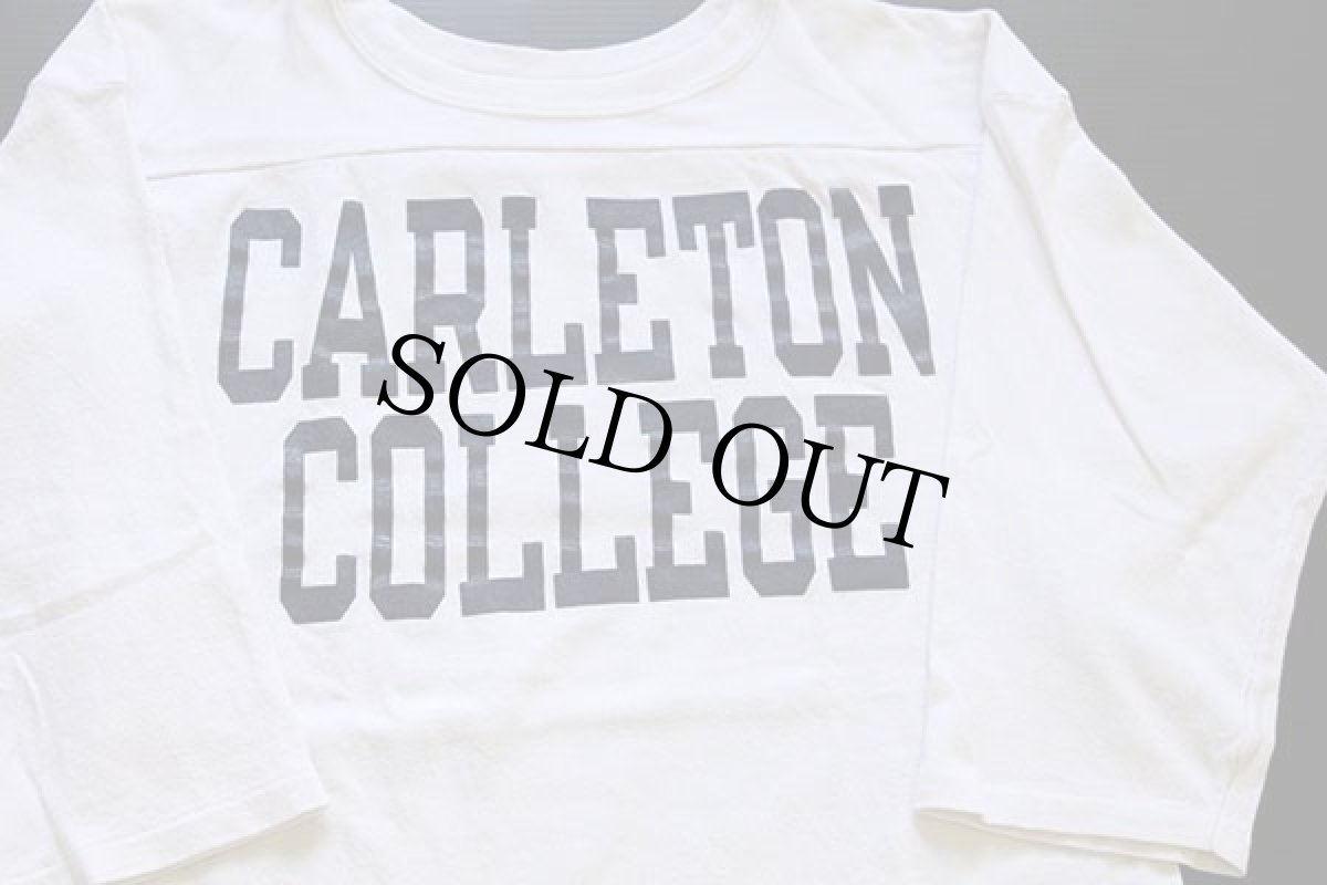 画像2: 80s USA製 Championチャンピオン CARLETON COLLEGE コットン フットボールTシャツ 生成り M (2)