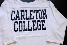 画像2: 80s USA製 Championチャンピオン CARLETON COLLEGE コットン フットボールTシャツ 生成り M (2)