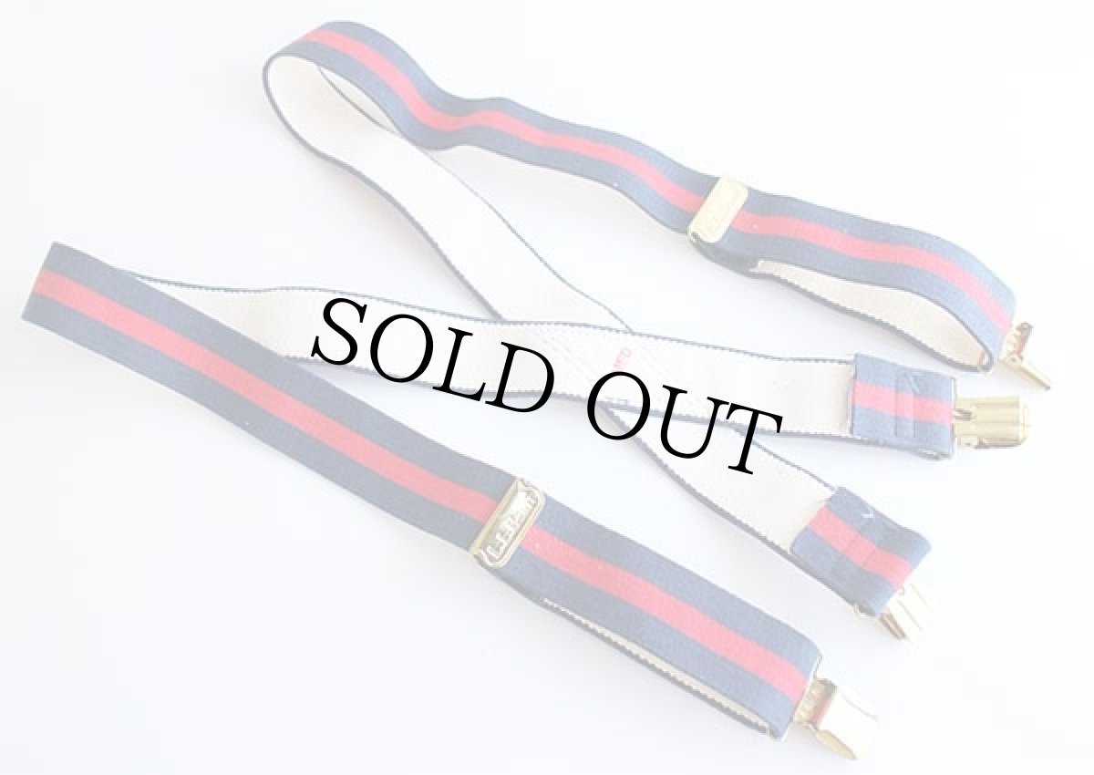 画像2: 80s L.L.Bean ライン入り クリップ式 サスペンダー 紺×赤 ボーイズM (2)