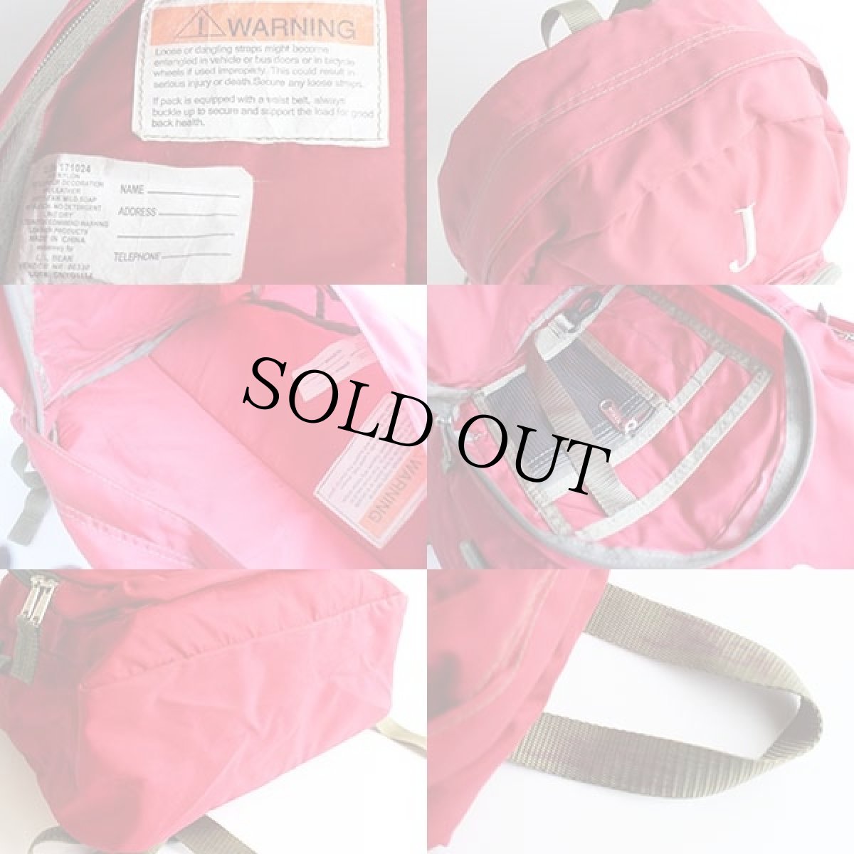 画像3: L.L.Bean J刺繍 ブック パック ナイロン デイパック 赤 キッズ★リュックサック (3)