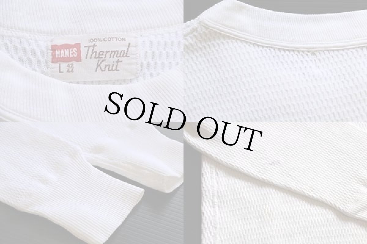 画像3: 60s HANES Thermal Knit コットン サーマルシャツ ナチュラル L (3)