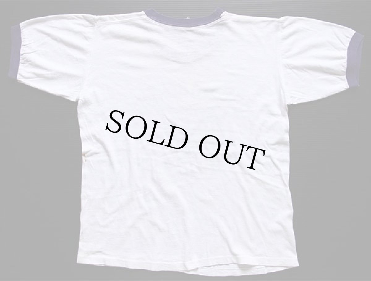 画像3: 60s Velva Sheen USS BASILONE DD-824 染み込みプリント コットン リンガーTシャツ 白×ナス紺 (3)