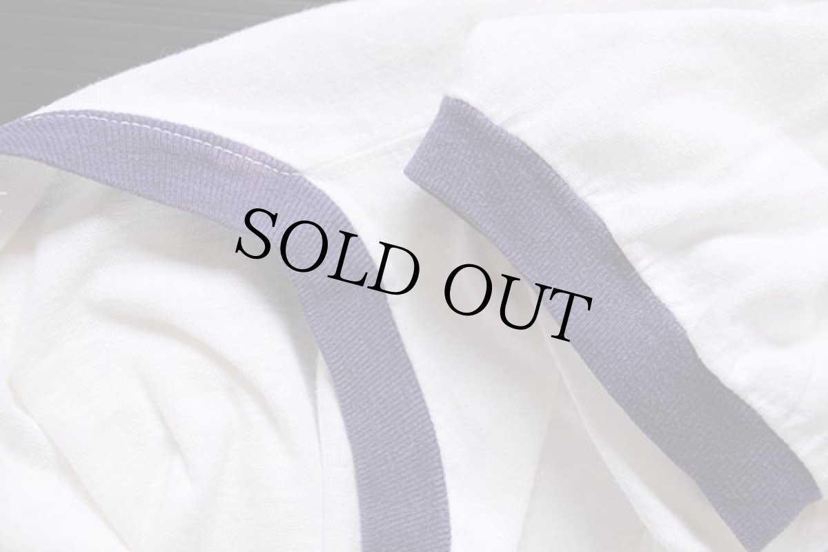 画像6: 60s Velva Sheen USS BASILONE DD-824 染み込みプリント コットン リンガーTシャツ 白×ナス紺 (6)