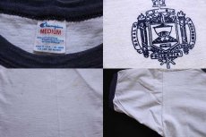 画像3: 80s USA製 Championチャンピオン U.S.NAVAL ACADEMY 染み込みプリント コットン リンガーTシャツ 白×紺 M★U.S.NAVY (3)