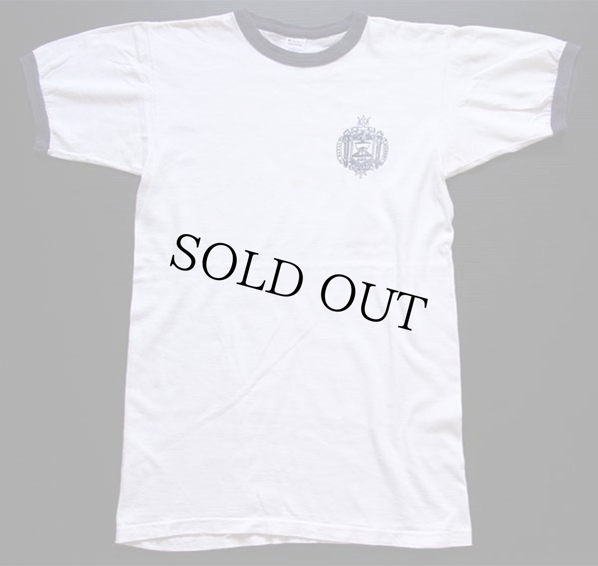 画像2: 80s USA製 Championチャンピオン U.S.NAVAL ACADEMY ロゴ 染み込みプリント コットン リンガーTシャツ 白×紺 M★U.S.NAVY (2)