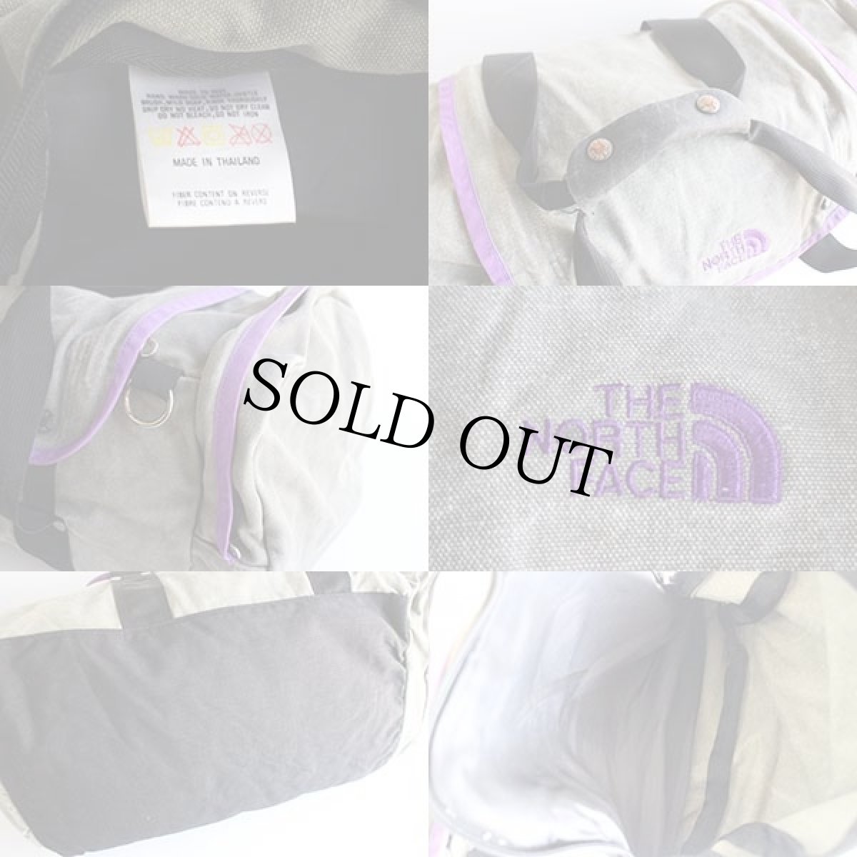 画像4: 90s THE NORTH FACEノースフェイス キャンバス ダッフルバッグ グレー×パープル (4)