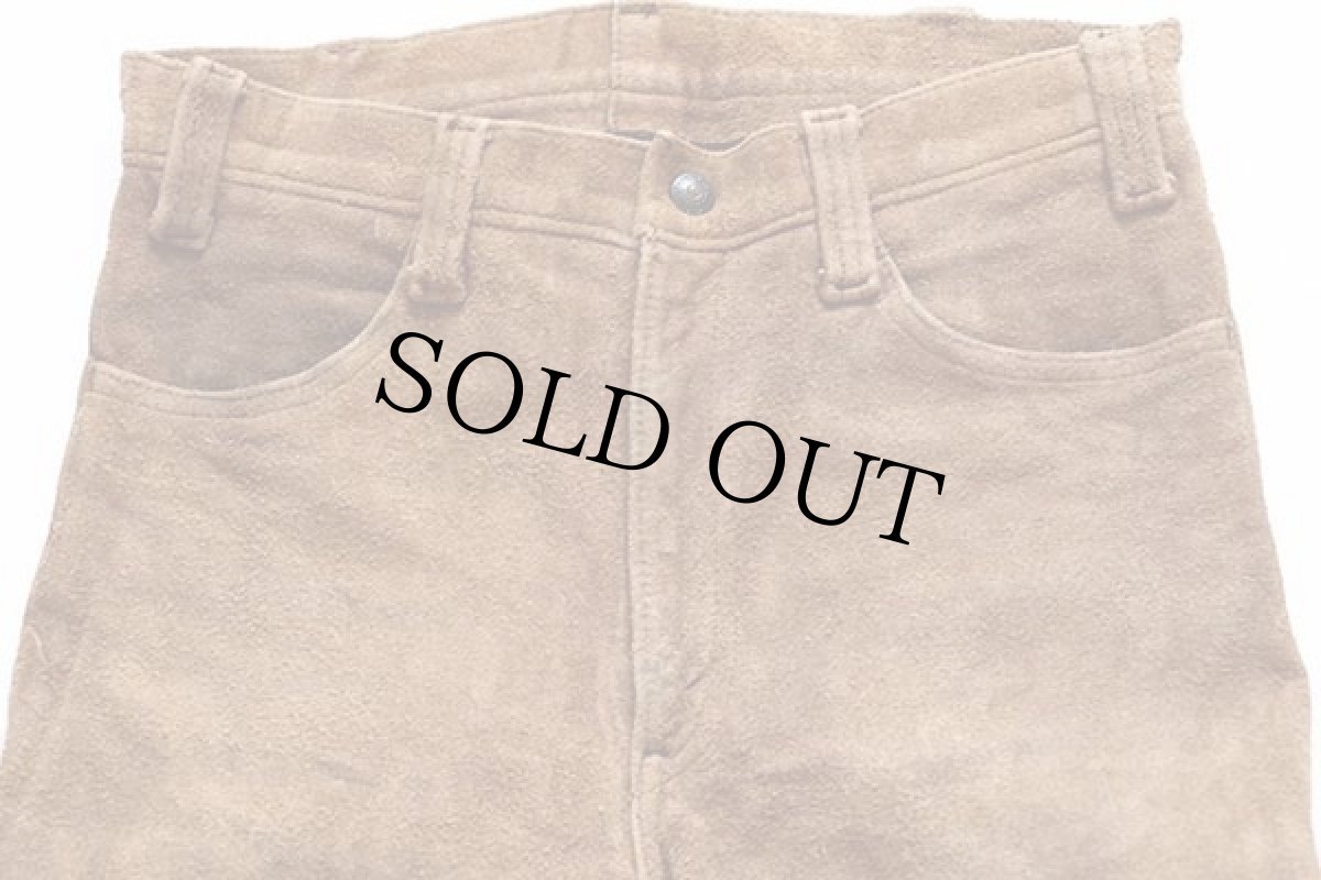 画像4: 60s LEVI'Sリーバイス BIGE スエード レザーパンツ 茶 w28 (4)