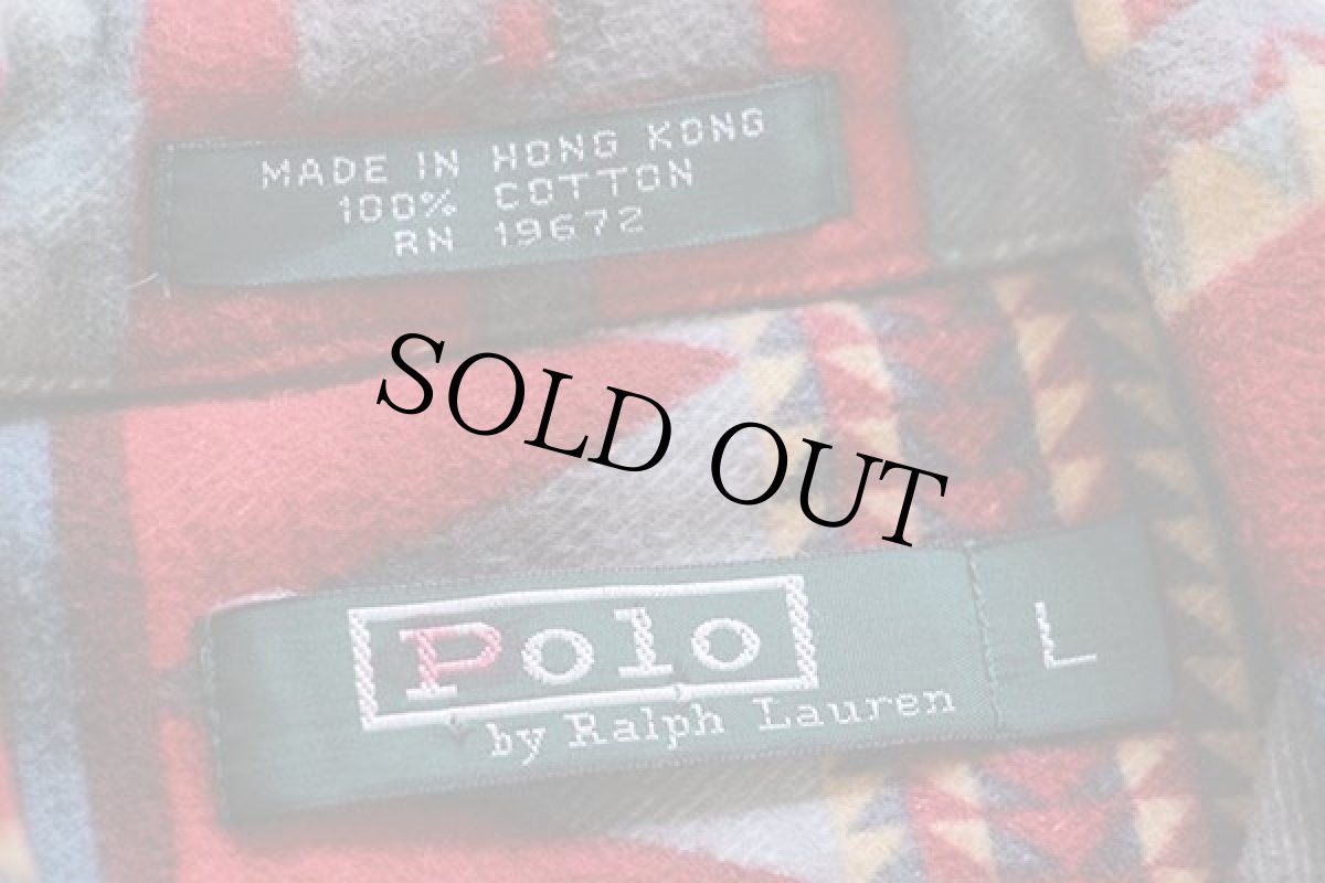 画像4: 80s ポロ ラルフローレン ネイティブ柄 コットン プリントネルシャツ ボーイズL (4)