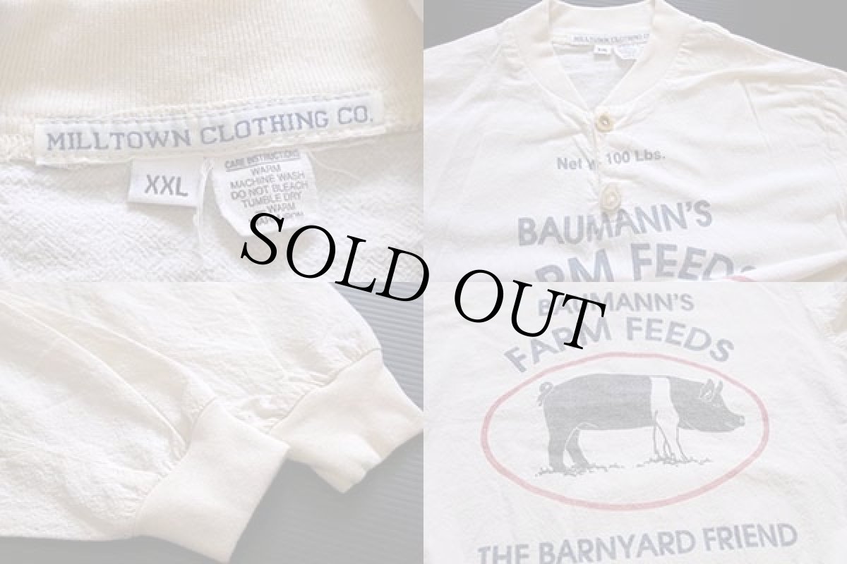 画像3: MILLTOWN CLOTHING フィードサック リメイク 染み込みプリント プルオーバー シャツ 生成り XXL (3)