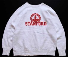 画像1: 60s STANFORD フロッキープリント コットン スウェット 白 (1)