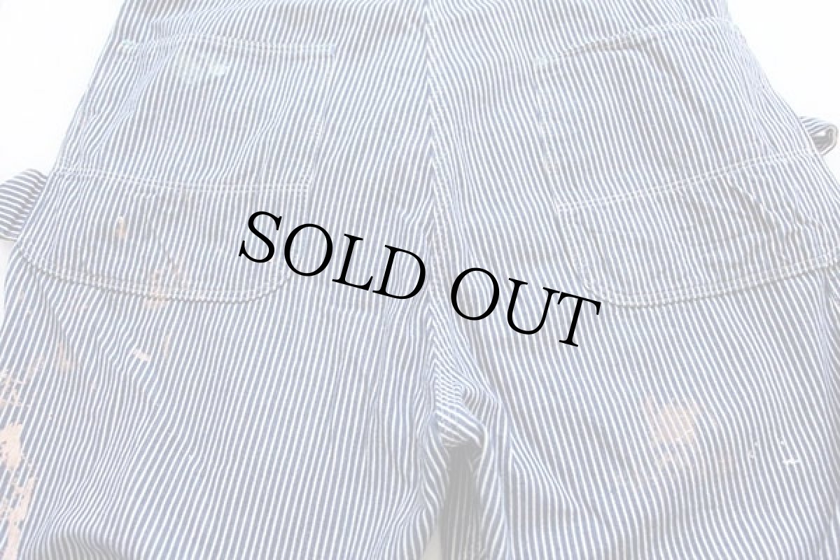 画像6: 50s UNKNOWN エプロン付き ヒッコリー ストライプ オーバーオール ペンキ飛び (6)