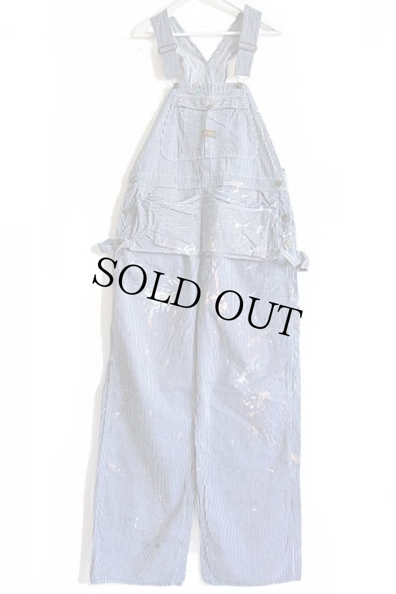 画像2: 50s UNKNOWN エプロン付き ヒッコリー ストライプ オーバーオール ペンキ飛び (2)