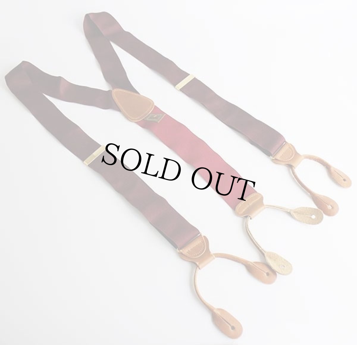 画像2: TRAFALGAR 無地 ボタンタブ式 サスペンダー バーガンディ★40 (2)