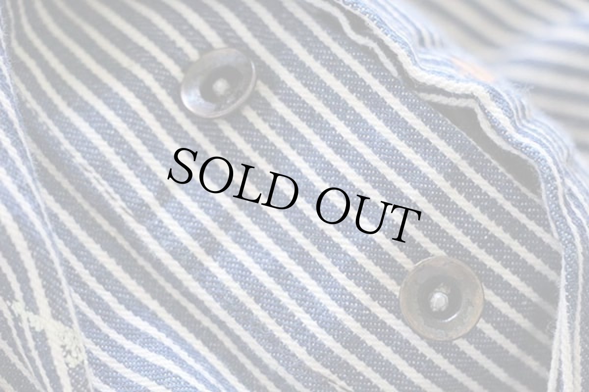 画像9: 50s UNKNOWN エプロン付き ヒッコリー ストライプ オーバーオール ペンキ飛び (9)