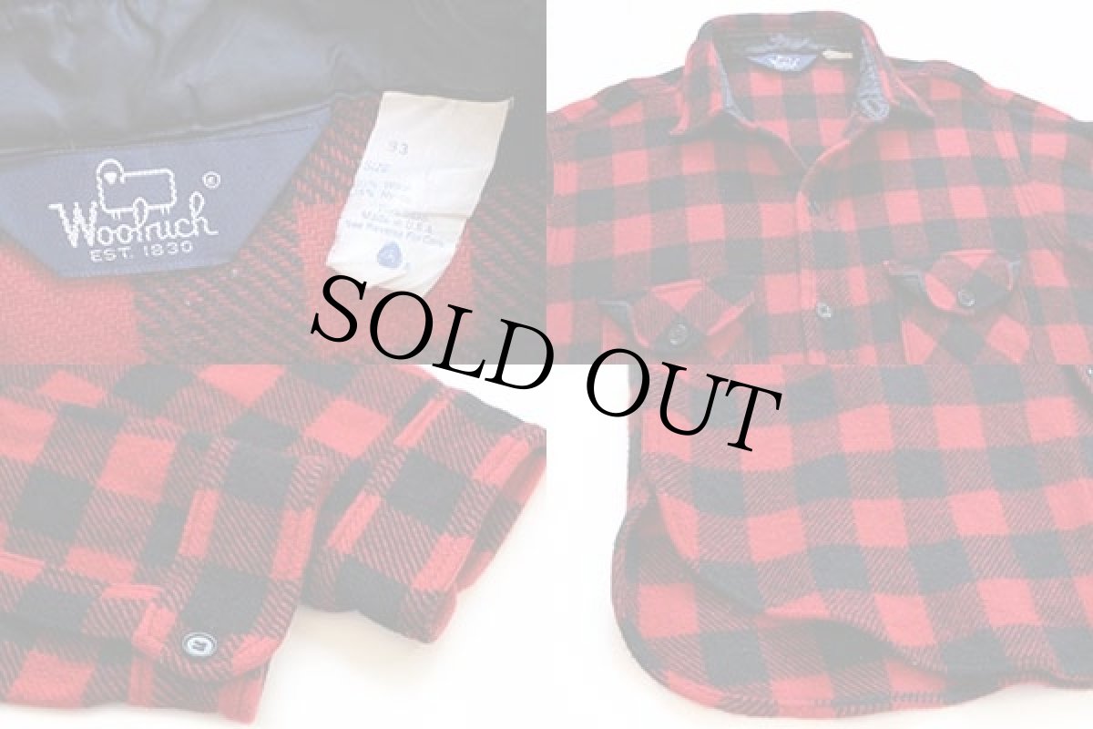 画像3: 80s USA製 Woolrichウールリッチ バッファローチェック ウールシャツ 赤×黒 L (3)