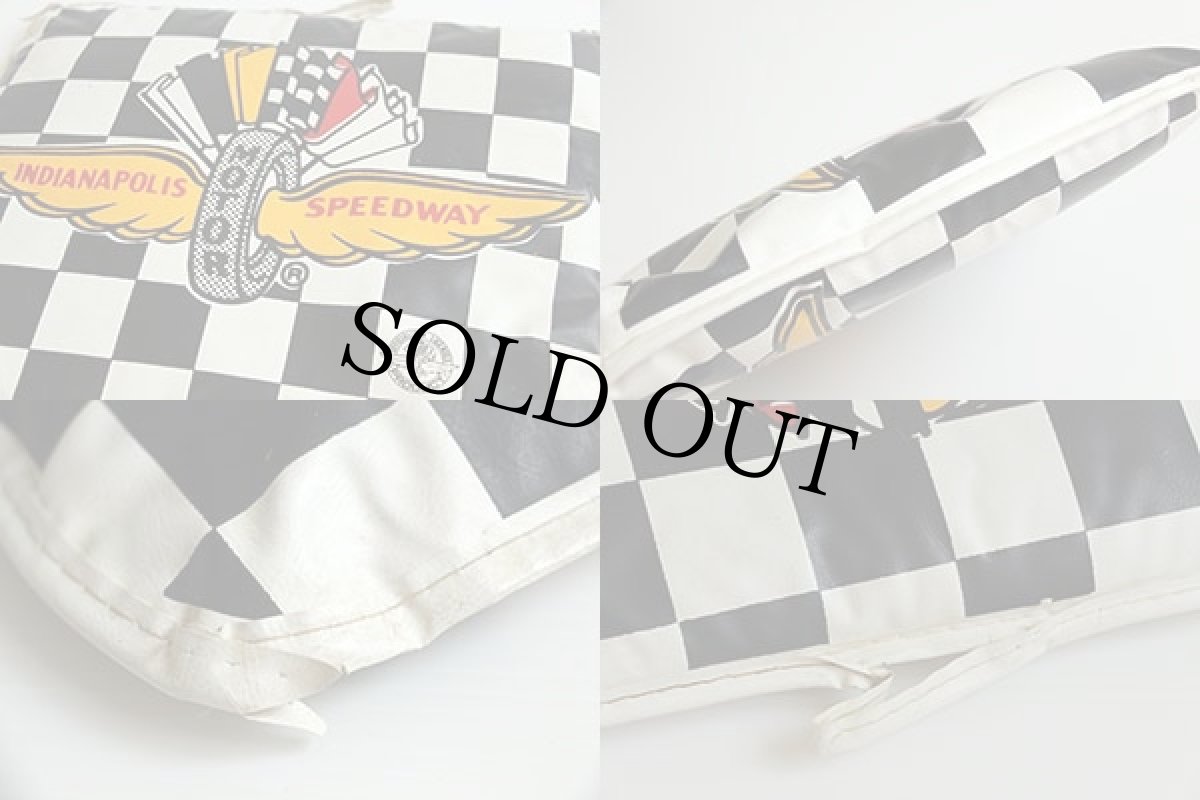 画像3: ビンテージ INDIANAPOLIS MOTOR SPEEDWAY チェッカーフラッグ シート クッション★A (3)