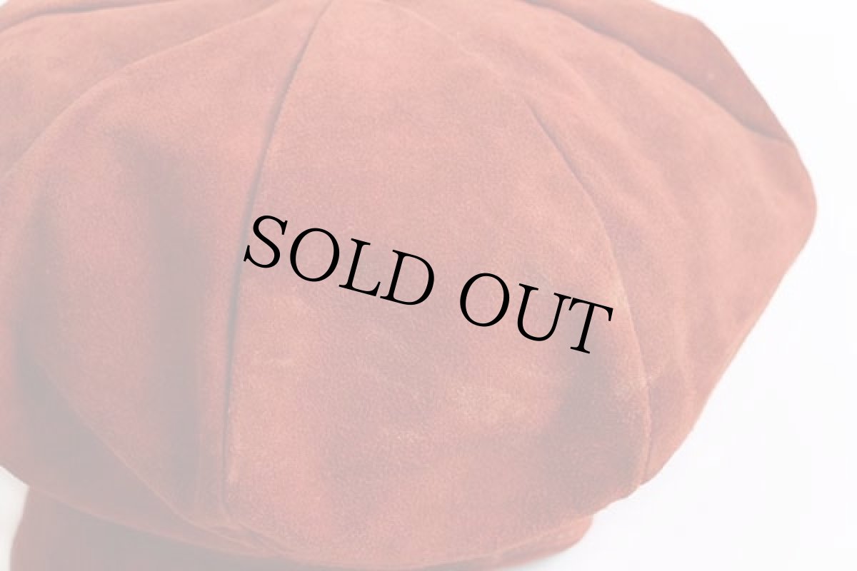 画像3: 70s UNKNOWN ビッグアップル スエードレザー キャスケット 赤茶 (3)