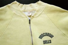 画像3: 60s USA製 SPORTSWEAR WISCONSIN DELLS 染み込みプリント セパポケ フルジップ スウェット 薄黄 L (3)