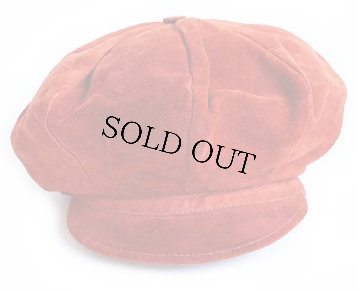 画像2: 70s UNKNOWN ビッグアップル スエードレザー キャスケット 赤茶 (2)