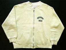 画像1: 60s USA製 SPORTSWEAR WISCONSIN DELLS 染み込みプリント セパポケ フルジップ スウェット 薄黄 L (1)