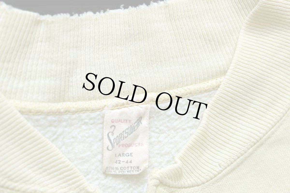 画像4: 60s USA製 SPORTSWEAR WISCONSIN DELLS 染み込みプリント セパポケ フルジップ スウェット 薄黄 L (4)